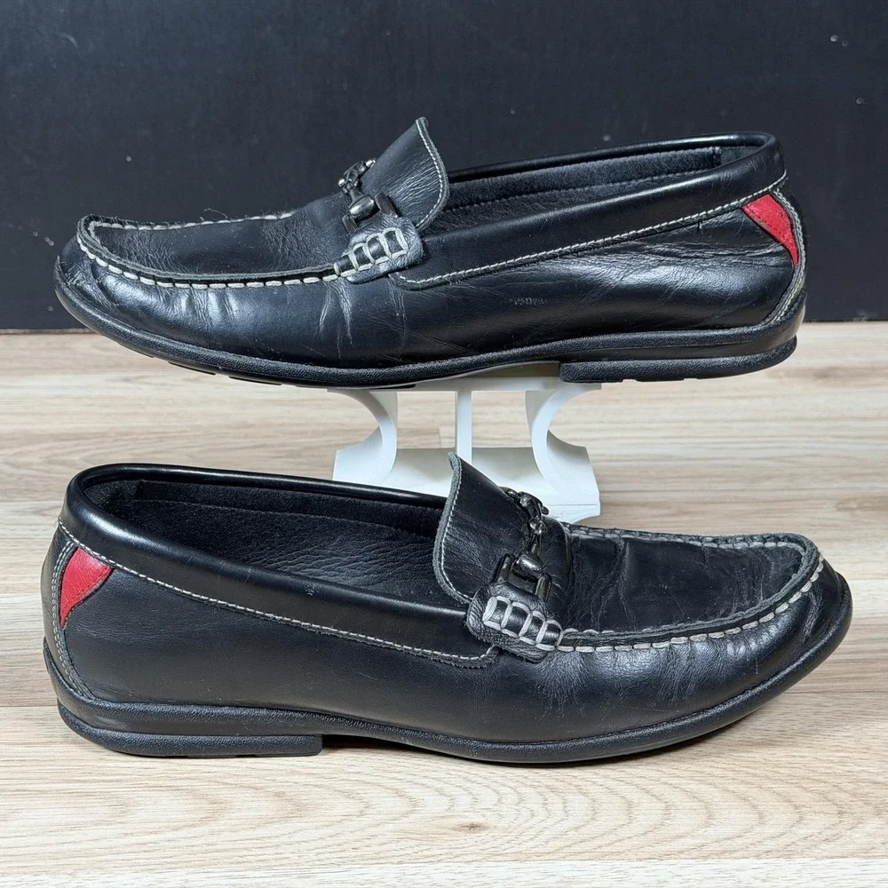 FootJoy Loafers Mens Size 7.5 Black Red Leather Slip On Casual Shoes Golf 79015